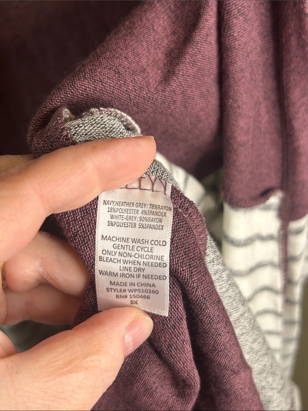 Market & Spruce Mauve, White & Gray Open Front Colorblock Cardigan - Picture 3 of 4